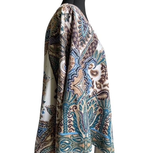 Chico’s Poncho | Size L/XL | Printed Sueded Paisley Multi-Colored Boho - Picture 5 of 10